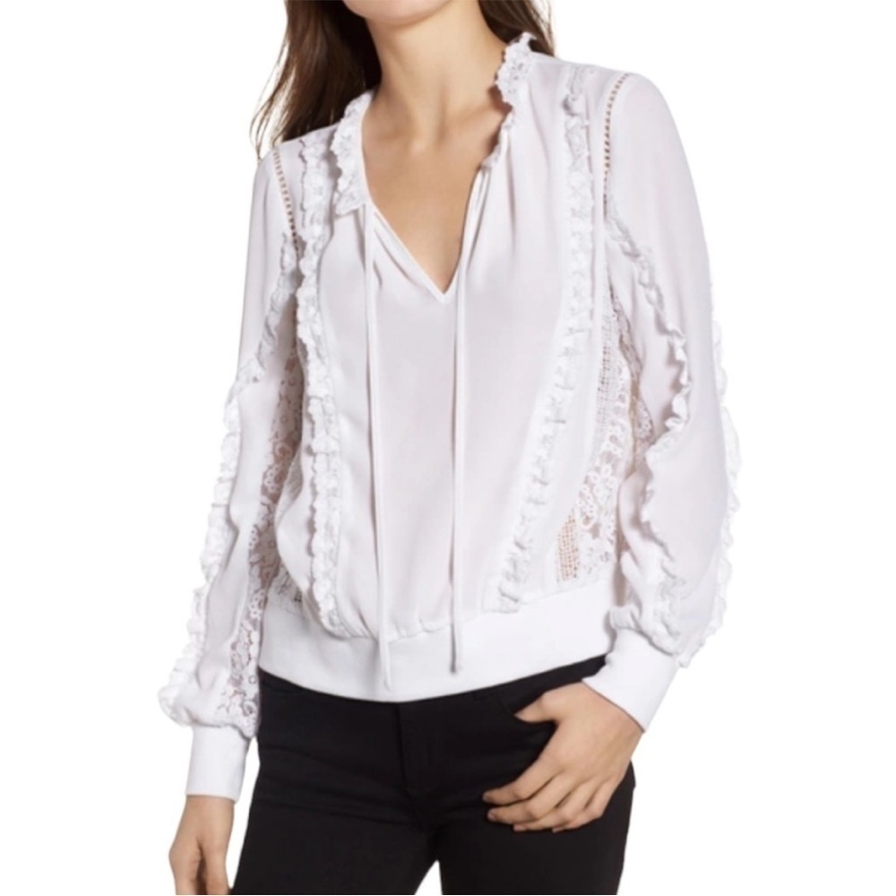 NWT Rebecca Minkoff Essex Ruffled Lace Inset Top
